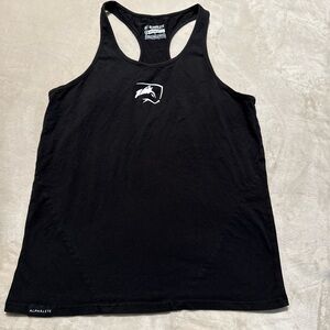 Alphalete Black Racerback Tank with White Crest Logo